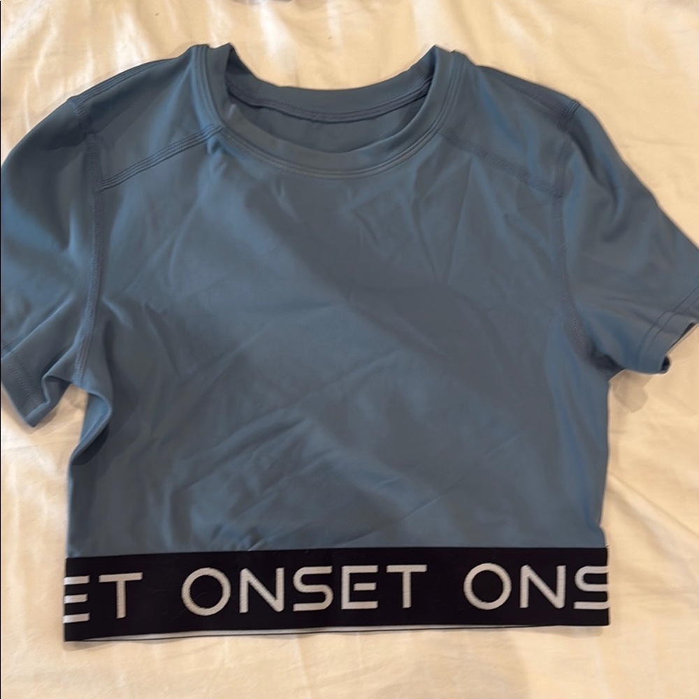 Blue Cropped T-Shirt with Black